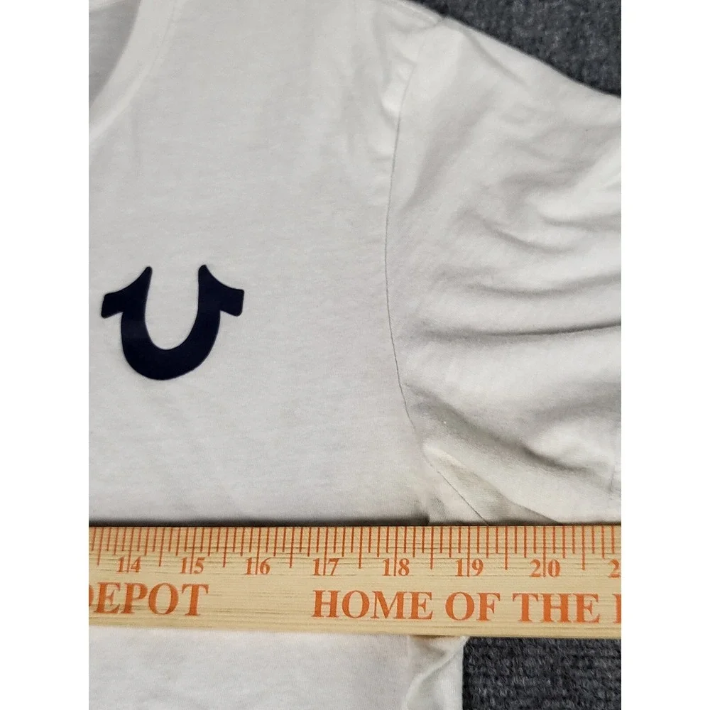 True Religion T-Shirt Men Small White Short Sleeve Horseshoe Logo Crewneck Shirt